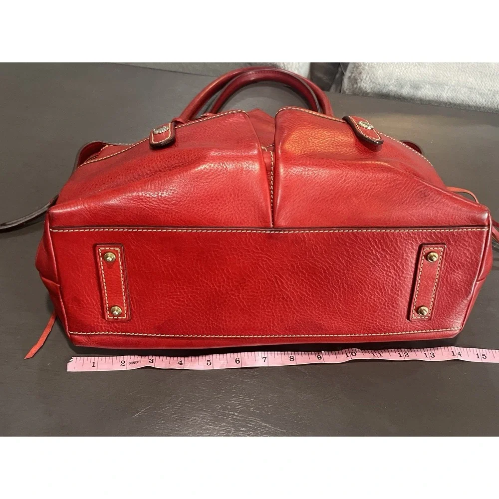 Dooney & Bourke Red Leather Satchel Purse Handbag Florentine Vacchetta Rare